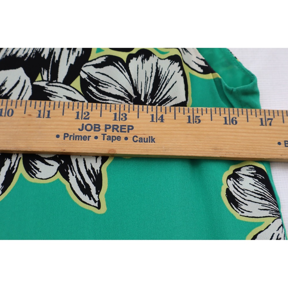 Maeve Anthropologie Green Floral Silk Shift Dress Black Yoke Pockets Size 4 NWOT - Picture 8 of 11